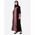 Double layered Dubai abaya- Black-Puce pink